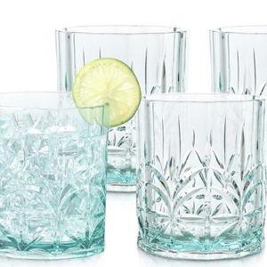 BELLAFORTE Shatterproof Tritan Plastic Short Tumbler, Set of 4, 13oz - Myrtle Beach Unbreakable Crystal C