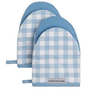 KitchenAid Gingham Mini Oven Mitt 2-Pack Set, Blue Velvet, 5.5"x8"