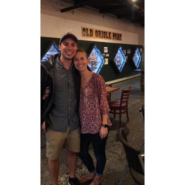 Our first official picture together after getting caught in a rain storm on our way to Peabody Heights Brewery to meet up with some friends.