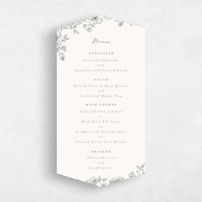 Green Diamond Wedding Menu - Sogno