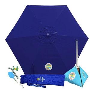 ALL-IN-ONE BEACH UMBRELLA SYSTEM. Includes ULTRA Base (compliant with the ASTM F3681-24 Beach Umbrella Safety Standard). (Deep Ocean Blue)