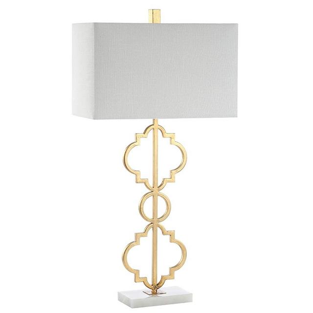 JONATHAN Y JYL3072A Selina 32" Iron Ogee Trellis Modern LED Lamp Contemporary,Designer,Glam,Transitional for Bedroom, Living Room, Office, College Dorm, Coffee Table, Bookcase, Gold Leaf
