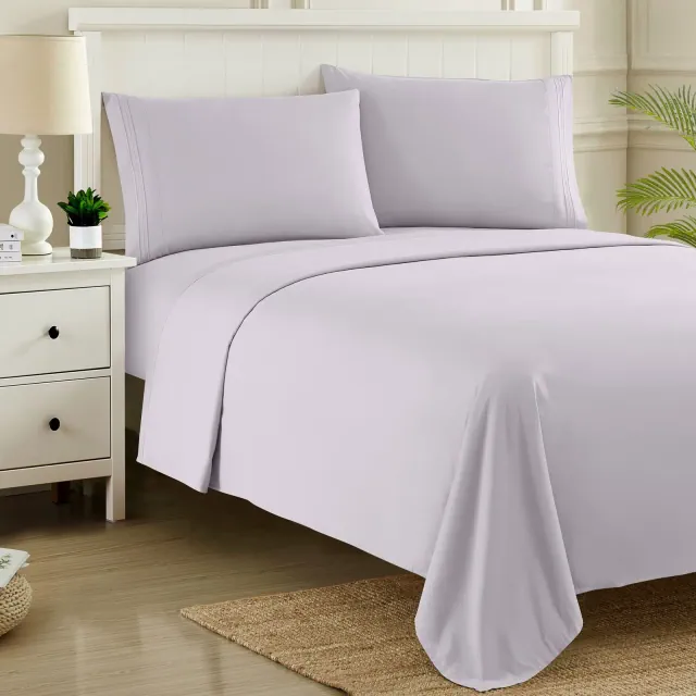 4 Piece Sheet Set, Ultra Soft 1800 Series Collection - Queen, Lilac