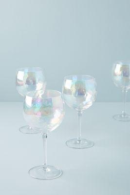 Lustered Red Wine Glasses, Set of 4