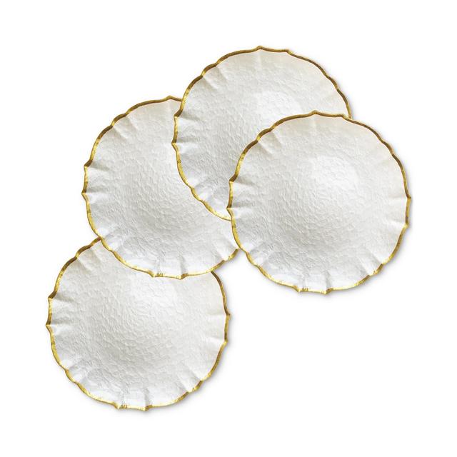 American Atelier Pearl & Gold Glass Charger Plate 13", Set of 4