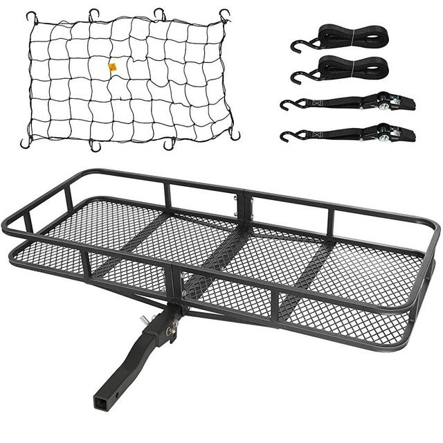 Ark Motoring Hitch Cargo Carrier, 60 x 24 x 6-Inch, 500 lbs Capacity, 2-Inch Folding Shank, Black Steels
