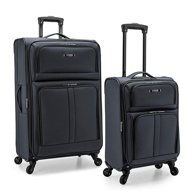 U.S. Traveler Anzio Softside Expandable Spinner Luggage, Dark Grey, 2-Piece Set (22/30)