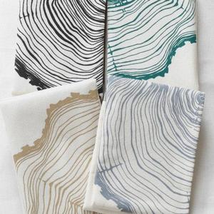 Tea Towels - Set of 4 - Organic Cotton - Tree Rings - Unpaper Towels - Eco Friendly Kitchen Towels - Flour Sack Towels - Screen Printed