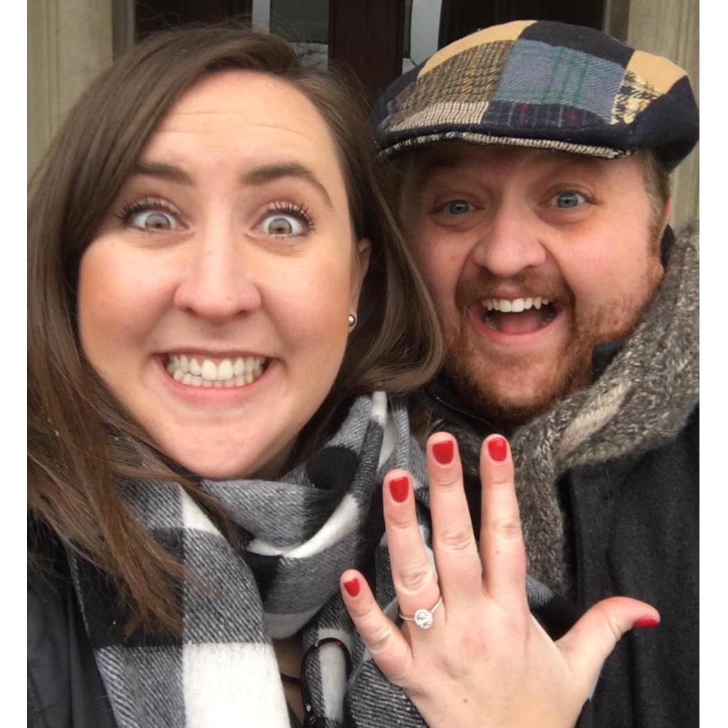 Just minutes after getting engaged!