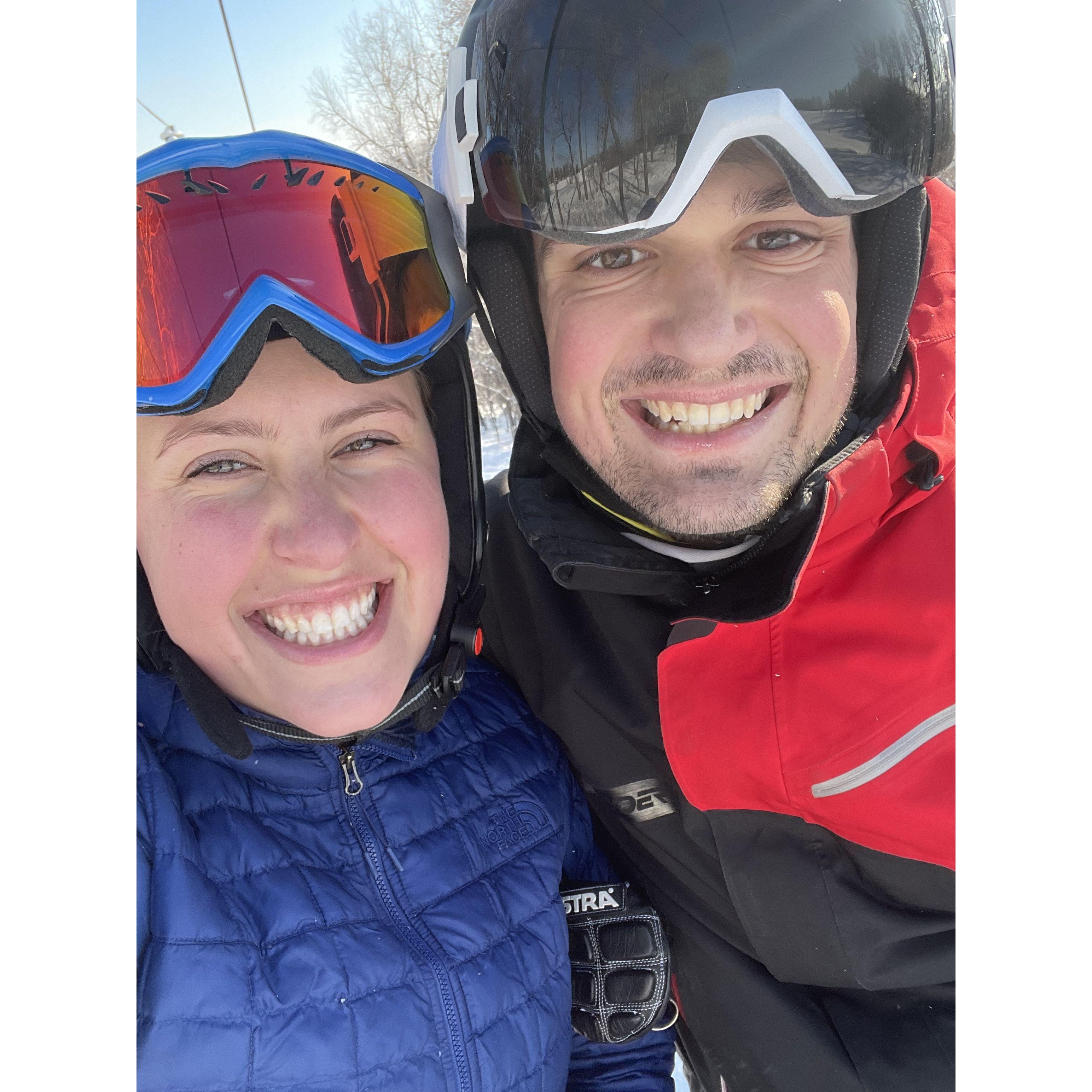 Fun fact: Carrie and Charlie both grew up ski racing! This was taken our first time skiing together.
