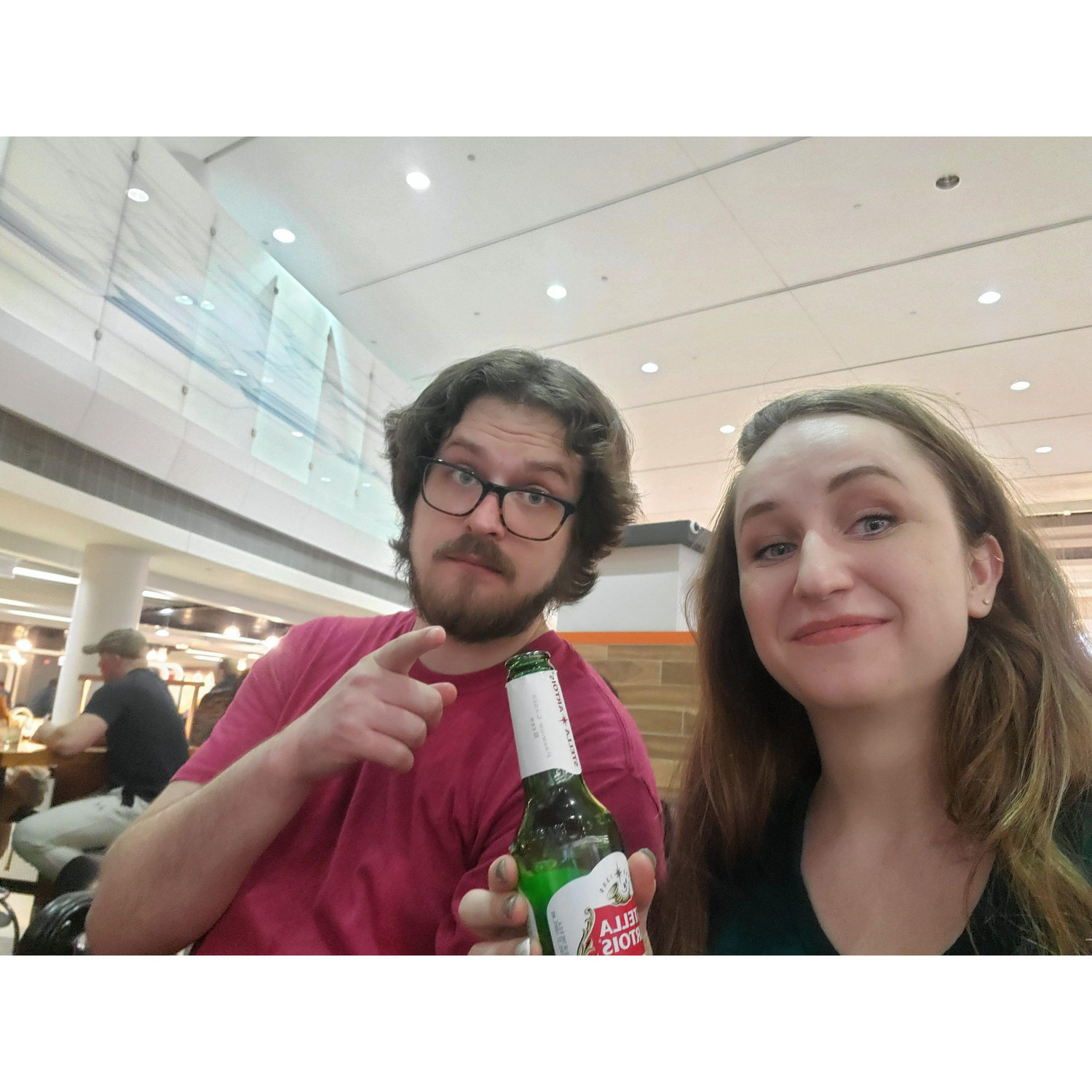Pre-flight dinner before our Europe trip