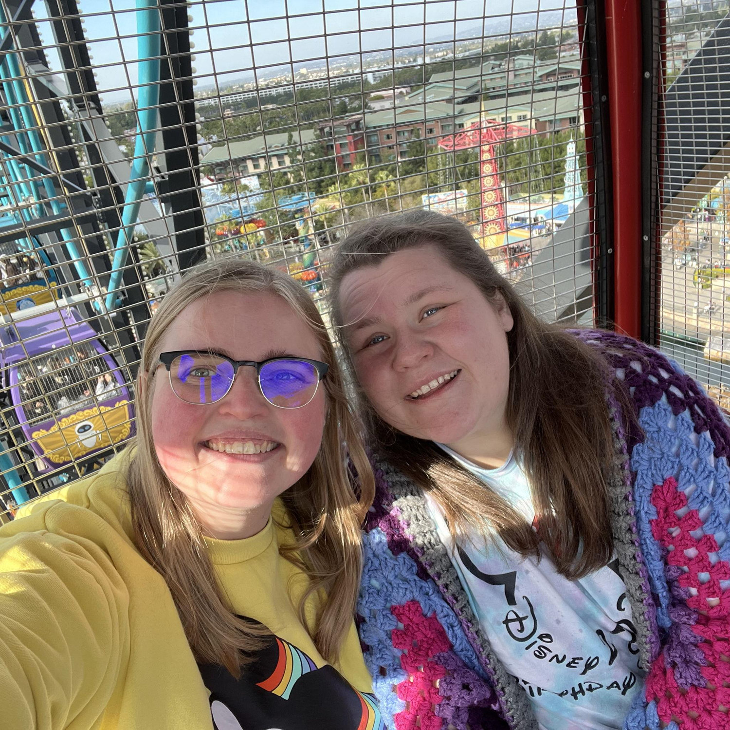 Noelle conquering her fear of Ferris Wheels and heights with Hannah!