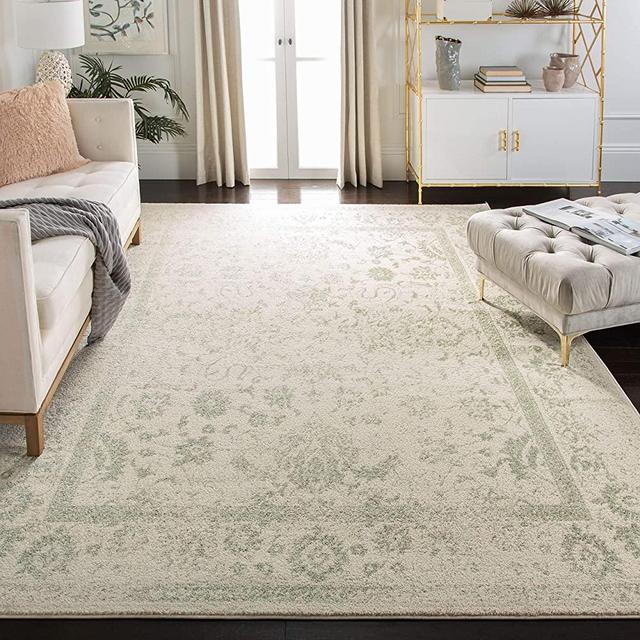 Safavieh Adirondack Collection ADR109V Oriental Distressed Non-Shedding Stain Resistant Living Room Bedroom Area Rug, 6' x 9', Ivory / Sage