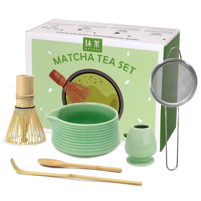 Matcha Whisk Set, 6 Pcs Matcha Set Includes Matcha Bowl with Spout, Matcha Whisk (Chasen), Matcha Whisk Holder, Sifter, Bamboo Spoon & Scoop - Complete Matcha Tea Ceremony Kit, Gift for Matcha Lovers