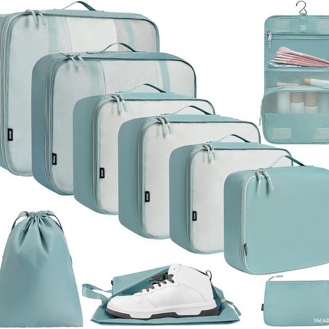 BAGAIL 10 Set/4 Set Packing Cubes Various Sizes Packing Organizer for Travel Accessories Luggage Carry On Suitcase