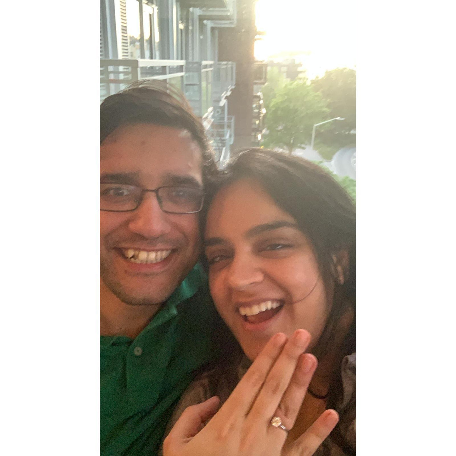 He asked and I said Yes! (Wore my ring on the wrong hand for the first week!)