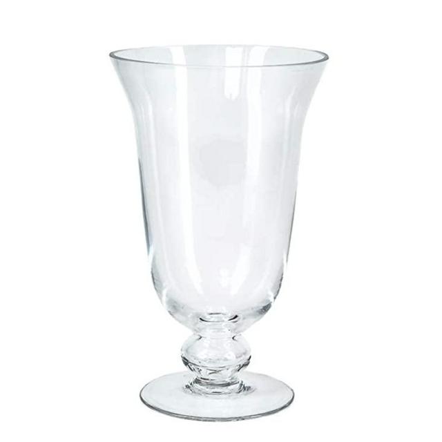 Serene Spaces Living Wazon Glass Urn Vase, Decorative Pedestal Bouquet Vase, Ideal as Floral Centerpieces at Wedding, Event, Party, Measures 9.75" Tall & 6" Diameter