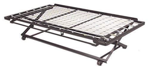 Twin Size (39" W) Dark Black Metal (Daybed) Pop Up Trundle Frame Twin Size