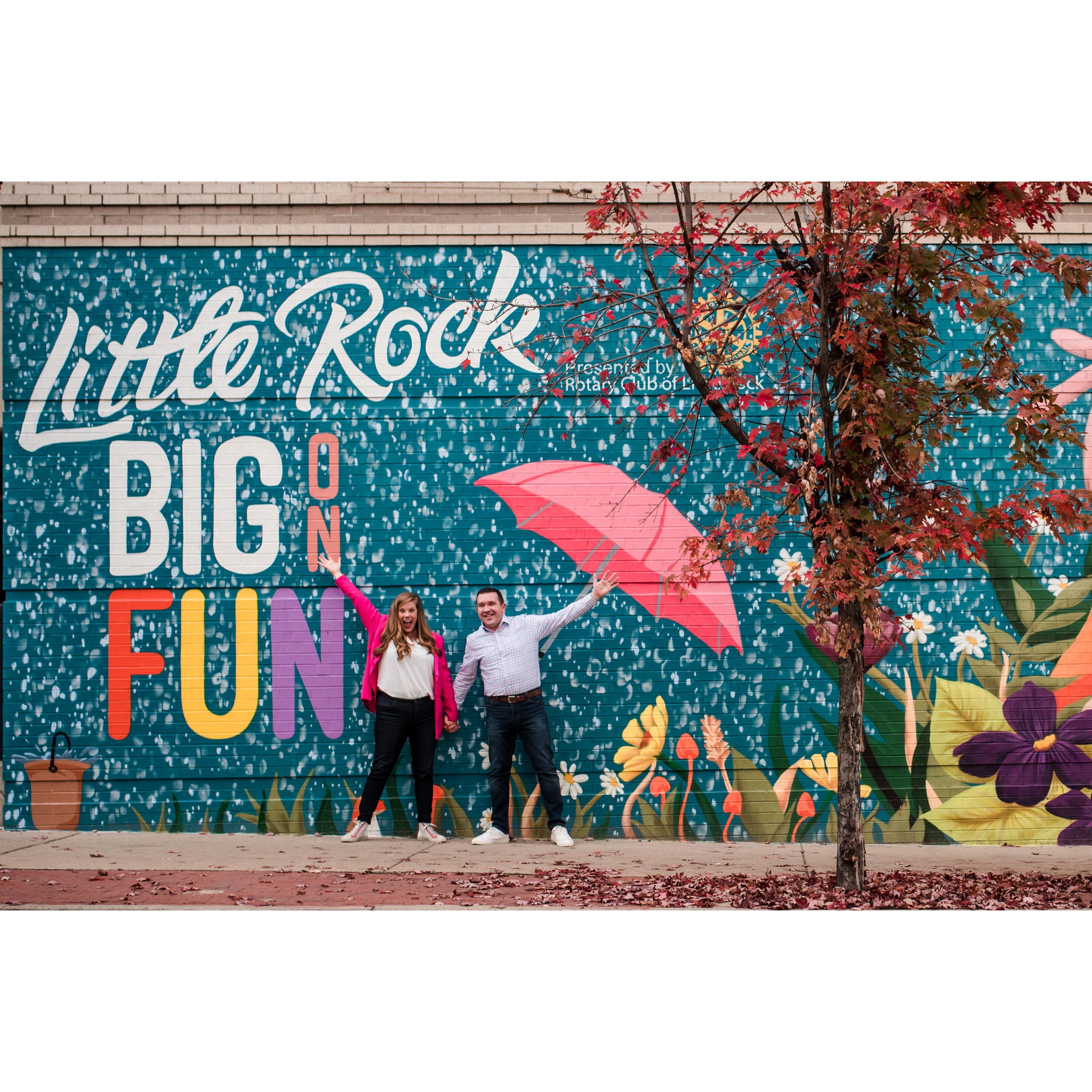 This colorful downtown mural illustrates our love for our city and for adventure.