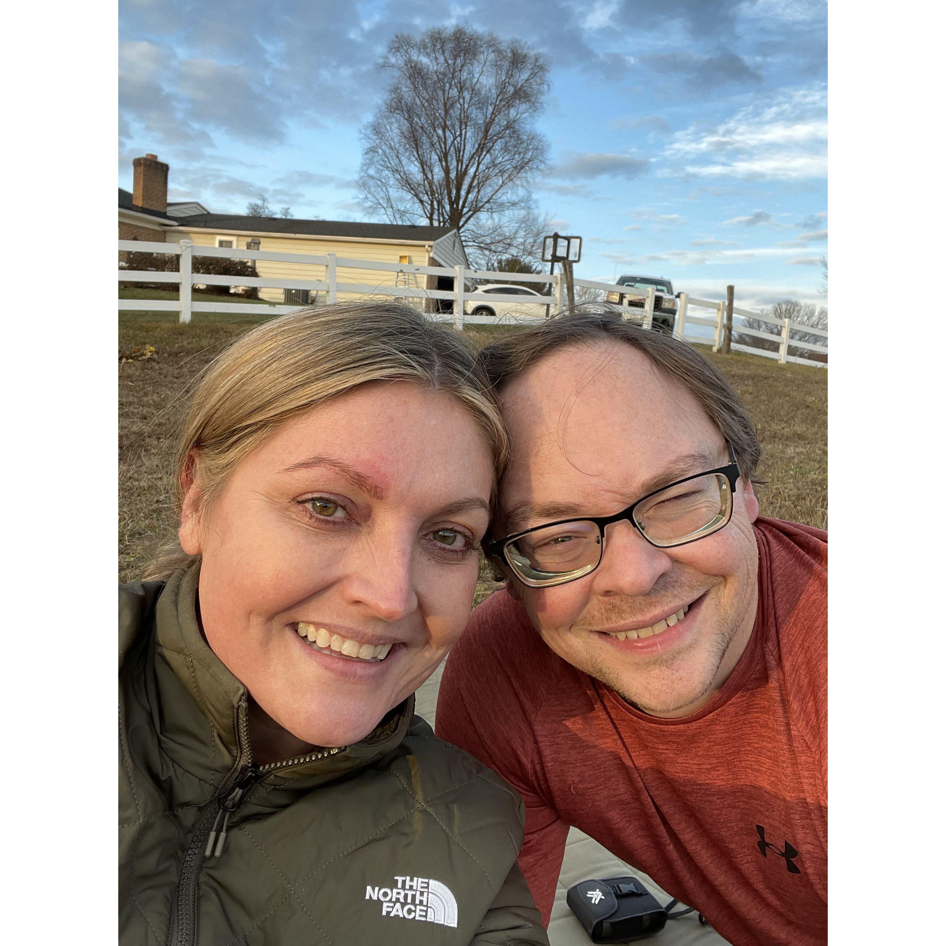 We were out in the field where we are going to be married shooting guns.