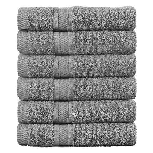Hammam Linen Towels (16x28 6 Piece Set Hand Towels, Cool Grey)