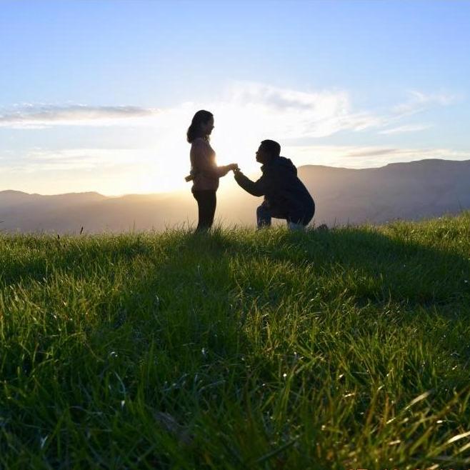 The proposal, during one of our morning hikes