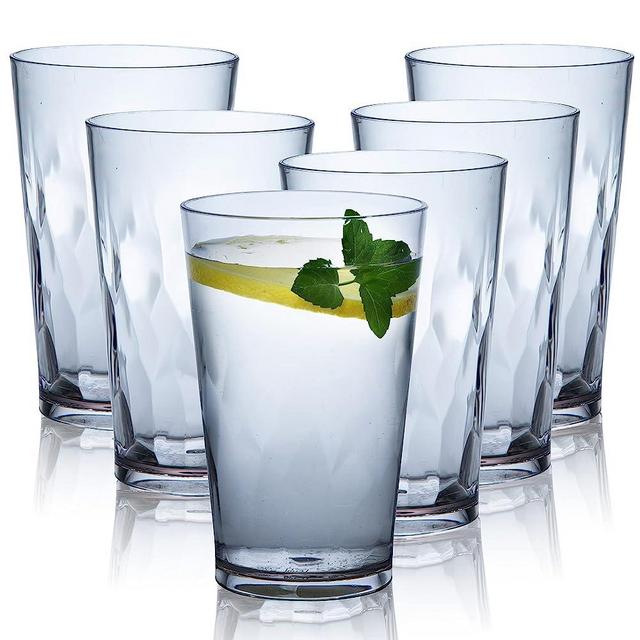 JGIRL unbreakable Plastic Drinking Glasses [Set of 6] Shatterproof Drinking Cups, reusable Drinking Tumblers, Plastic glass cup, Drinking cup, Dishwasher Safe (16 Ounces)