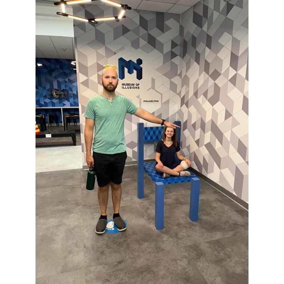 This picture was taken at the Museum of Illusions