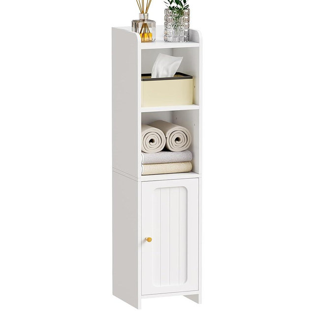 BEWISHOME Bathroom Storage Cabinet, Small Storage Cabinet with Two Adjustable Shelves, Narrow Storage for Small Spaces, White, 7.9" D x 7.9" W x 31.5" H, YYG06W