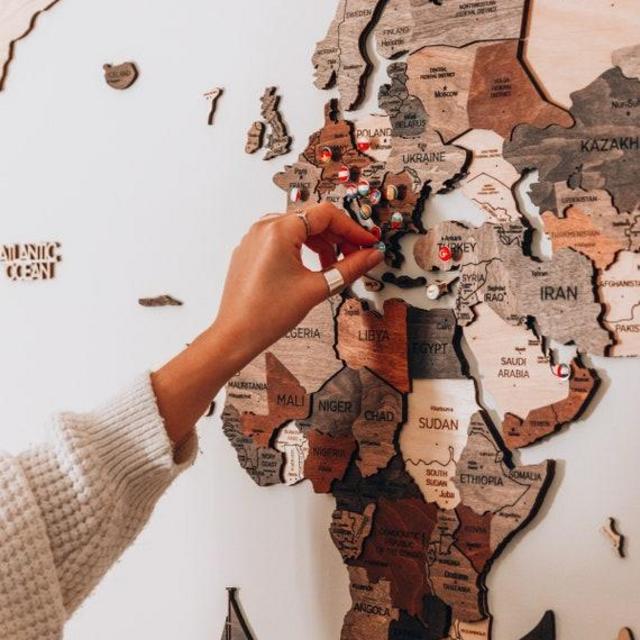 Wooden wall map