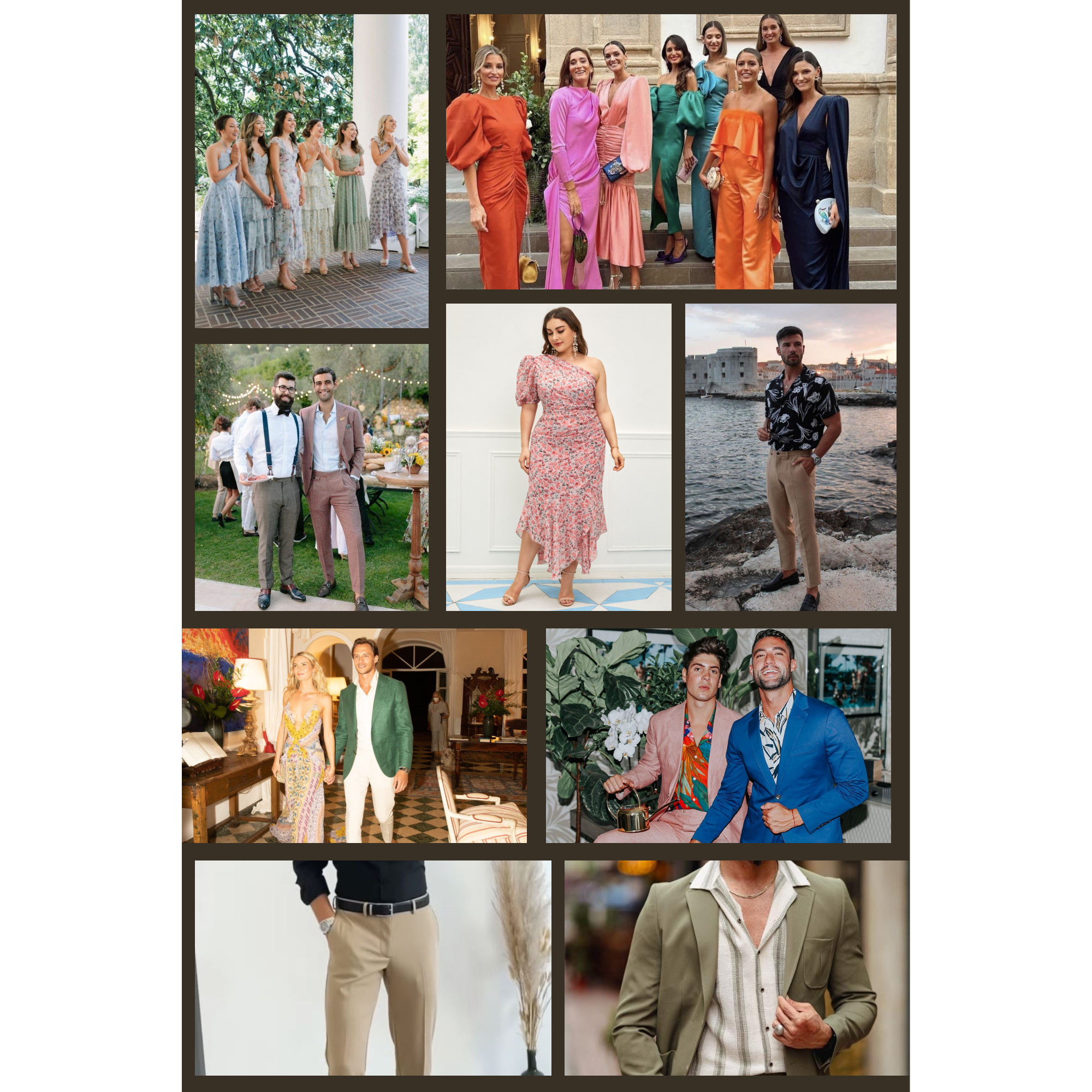 This is the attire we’re invisioning for our wedding. Please no shades of white of any kind. Thank you for understanding