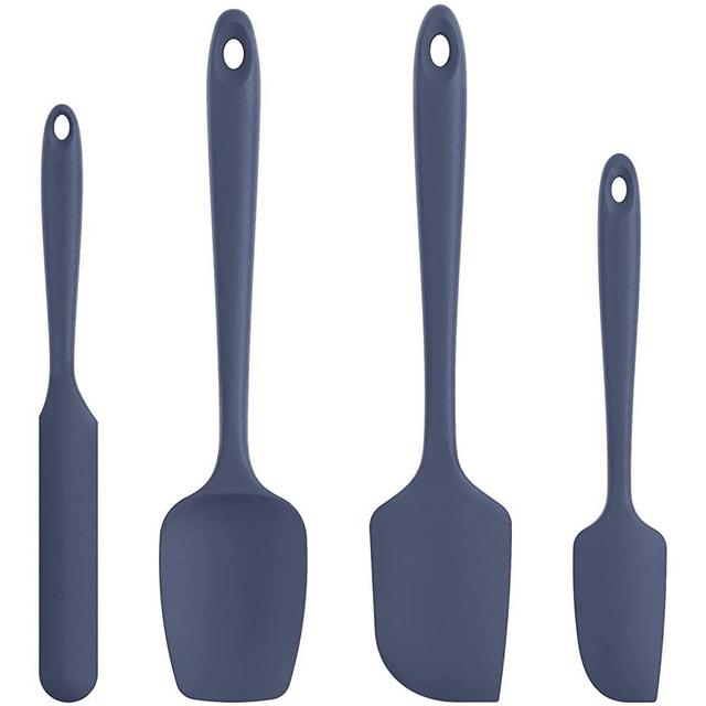Heat Resistant Silicone Spatula Set: U-Taste 600ºF High Temp Seamless BPA-Free Food Grade Flexible Rubber Silicon Kitchen Cooking Mixing Baking Scraper for Nonstick Cookware Set of 4 (Midnight Blue)