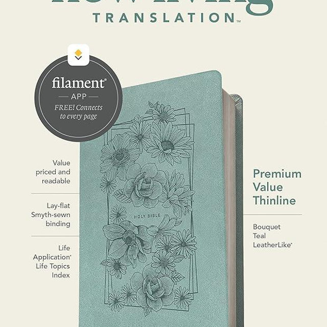 NLT Premium Value Thinline Bible, Filament Enabled (LeatherLike, Bouquet Teal)