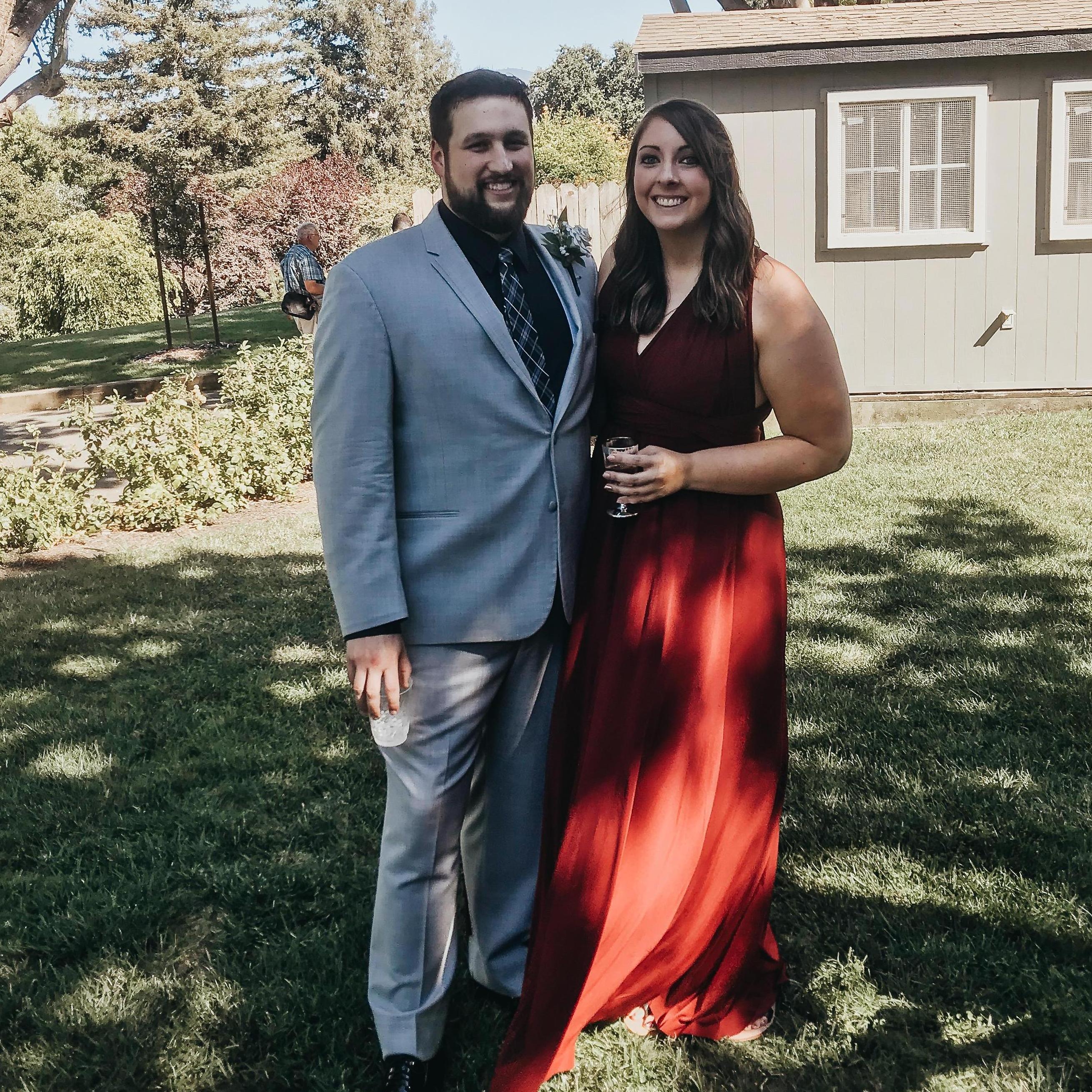 At Zach and Erin’s wedding in California. Now Zach will be officiating our wedding!