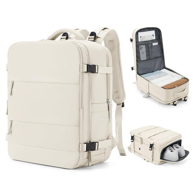 coowoz Large Travel Backpack Carry On for Women Man Gym Backpack with Laptop Compartment Mochila de Viaje Teacher Personal Item Backpack Rucksack Airplane Accessories Must Haves Beige