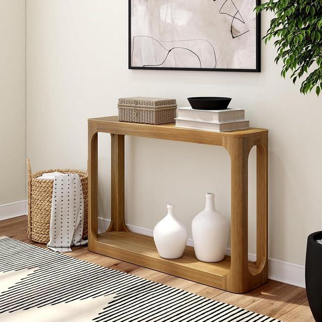 Plank+Beam Forma Console Table, 46 Inch, Solid Wood Sofa Table, Entryway Table for Hallway, Narrow Behind The Couch Table, Console Tables for Entryway, Living Room, Foyer, Easy Assembly, Pecan