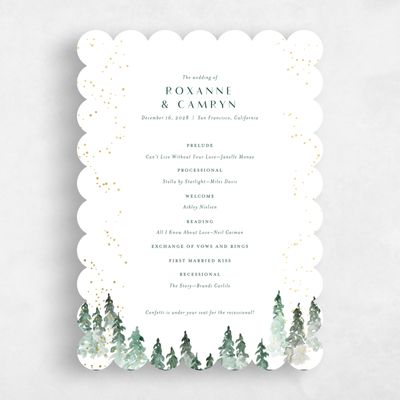 White Scalloped Wedding Program - Spruce Foil