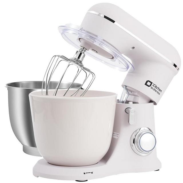 Kitchen in the box Stand Mixer, 4.5QT+5QT Two bowls Electric Kitchen Mixer, 10 Speeds Matte Finish Food Mixer with Egg Whisk,Dough Hook,Flat Beater (Frost White)