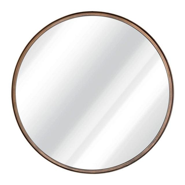 27.5" Large Round Mirror - Beautiful Brushed Bronze Wall Mirror - Handcrafted Oil Rubbed Circle Mirror - Metal Framed Decorative Mirrors for Wall - Hanging Mirror - Large Circular Wall Mirror