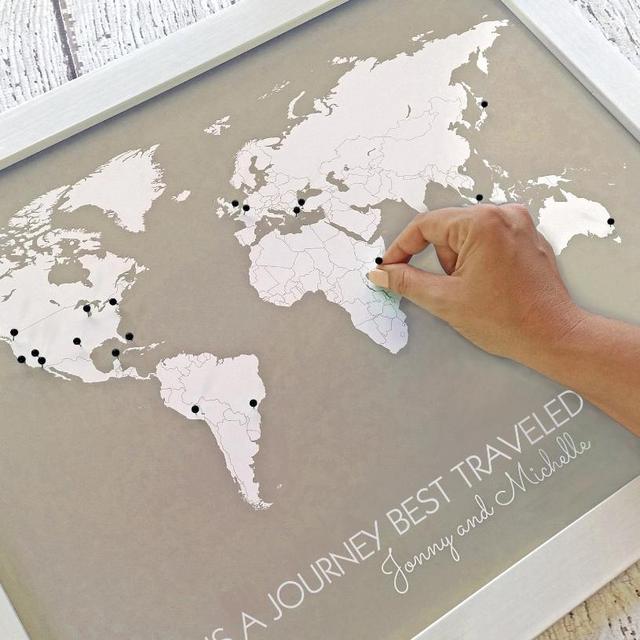 World Travel Map Print Unframed | World Map Personalized Wedding Gift for Couples | First Wedding Anniversary | Valentines Day Gift for Her