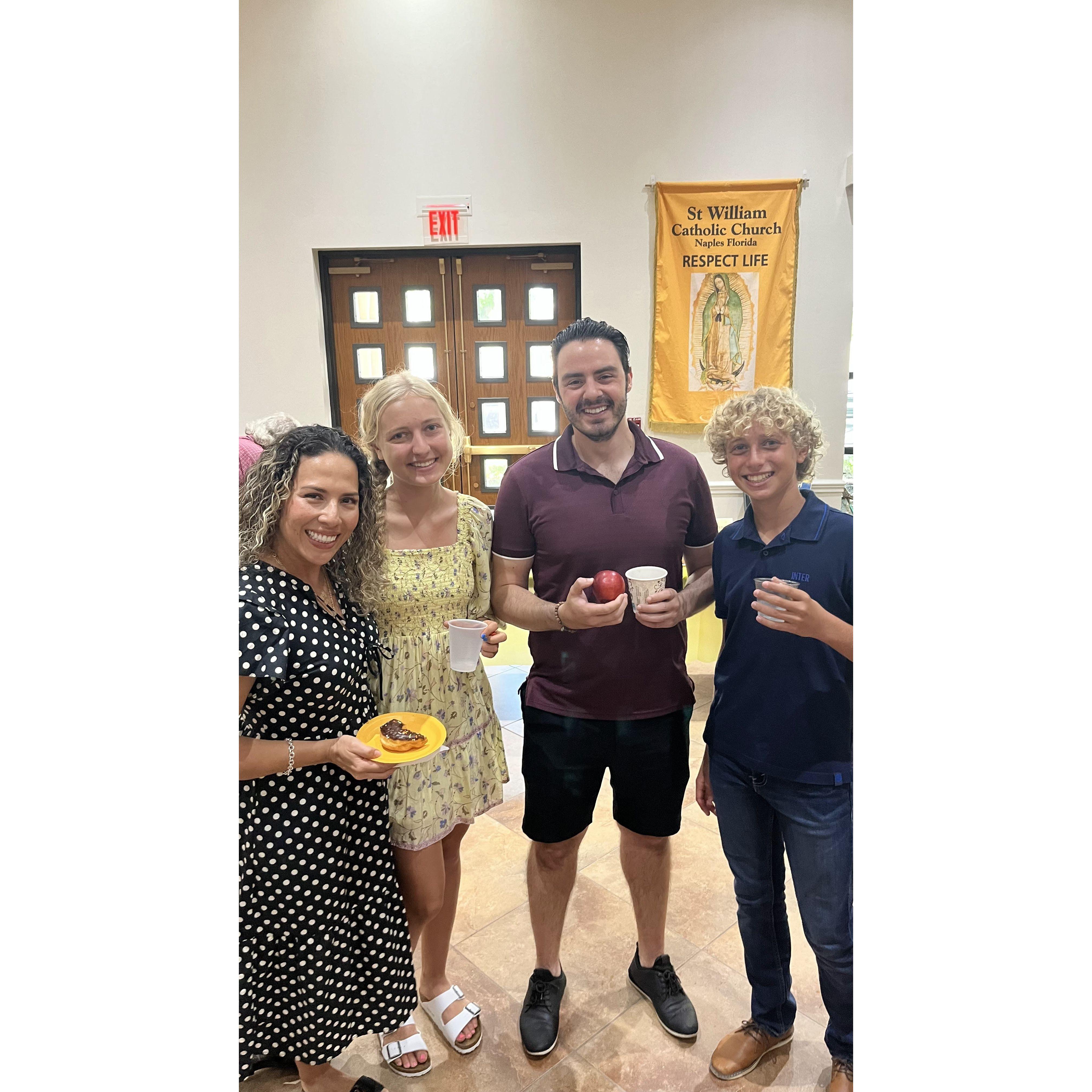 Coffee and Donuts after Mass at St. William with Anabella and Giancarlo