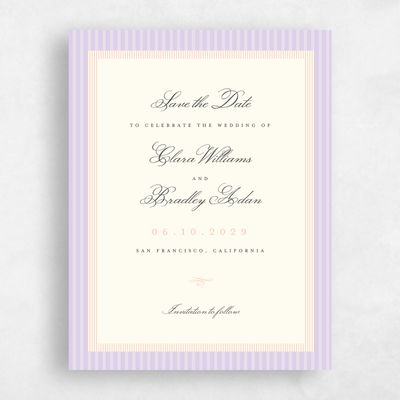 Lavender, Purple Wedding Save the Date - Dinard Portrait