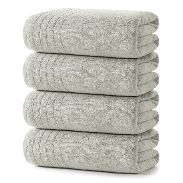 REDKISS Luxury Bath Towels Set of 4, 35x70 in, 750 GSM, Highly Absorbent & Quick Dry, Super Soft Extra Large Premium Thick Cotton Light Gray Bath Sheets for Shower, Hotel, Bathroom, Spa