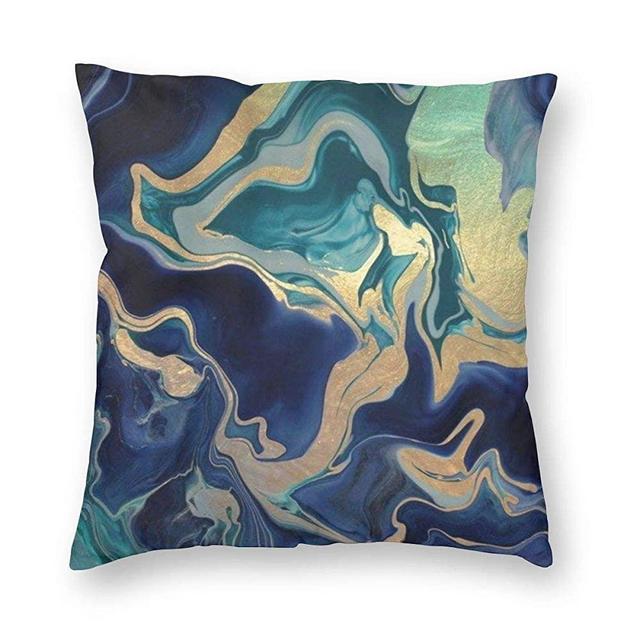 NewBHomeHome Gold Indigo Marble Pillowcases Pillow Covers Decorative Square Pillow Case for Kids Adults