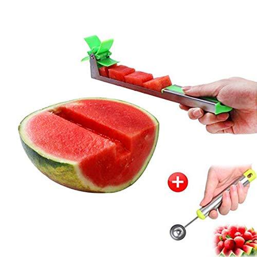 Watermelon Slicer Cutter - Stainless Steel Knife Corer Fruit Vegetable Tools Kitchen Gadgets with Melon Baller Scoop Extra