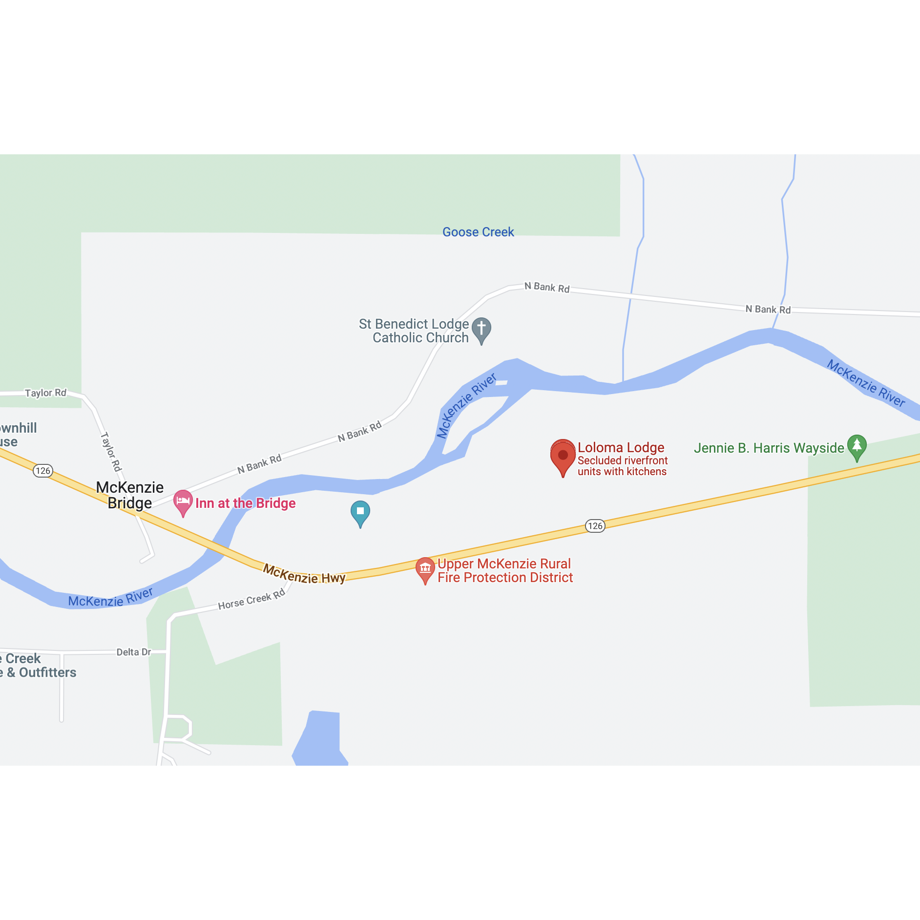 Google Maps of Loloma in relation to Mckenzie Bridge