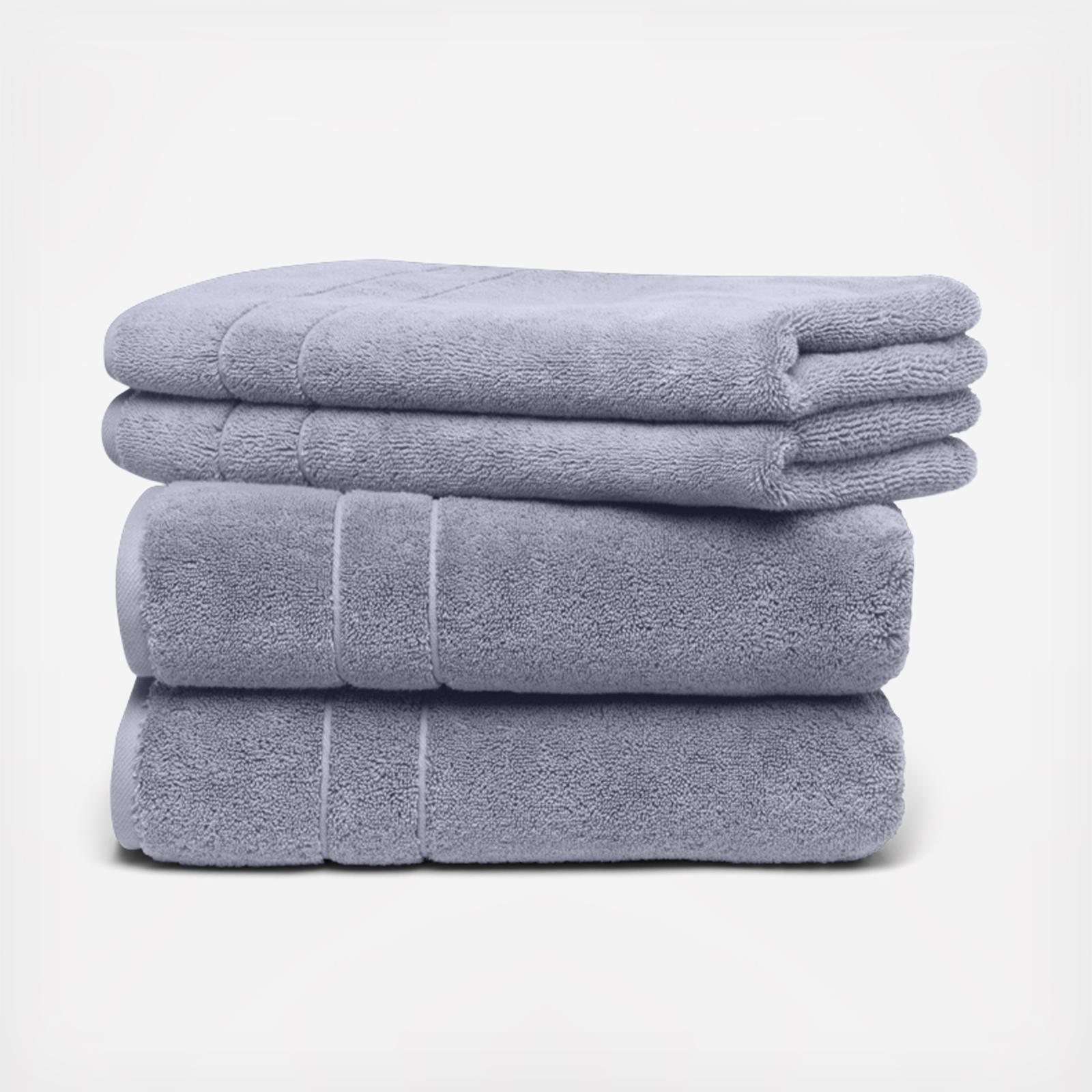 100% Organic Cotton Ribbed Towel Bundle - Bath Towels & Hand Towels in Blue by Brooklinen - Holiday Gift Ideas