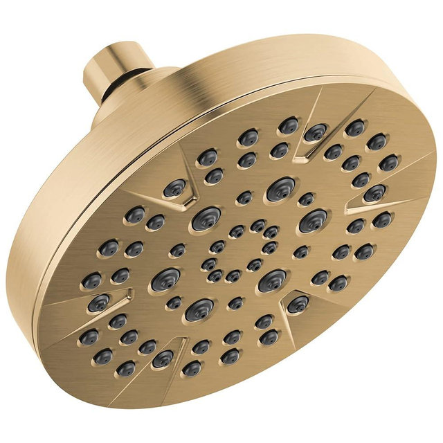 Delta 5-Setting Champagne Bronze Shower Head with High Pressure Spray, 6 Inch Round Shower Head, Showerheads, 1.75 GPM Flow Rate, Champagne Bronze 52535-CZ