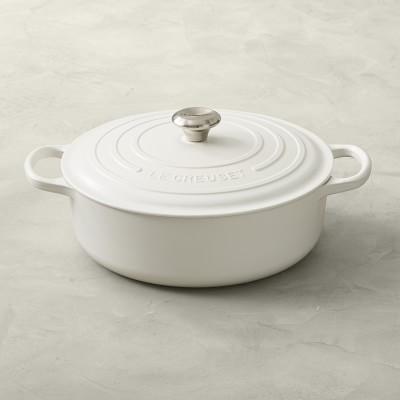 Le Creuset Signature Enameled Cast Iron Round Wide Dutch Oven, 6 3/4-Qt., Matte White