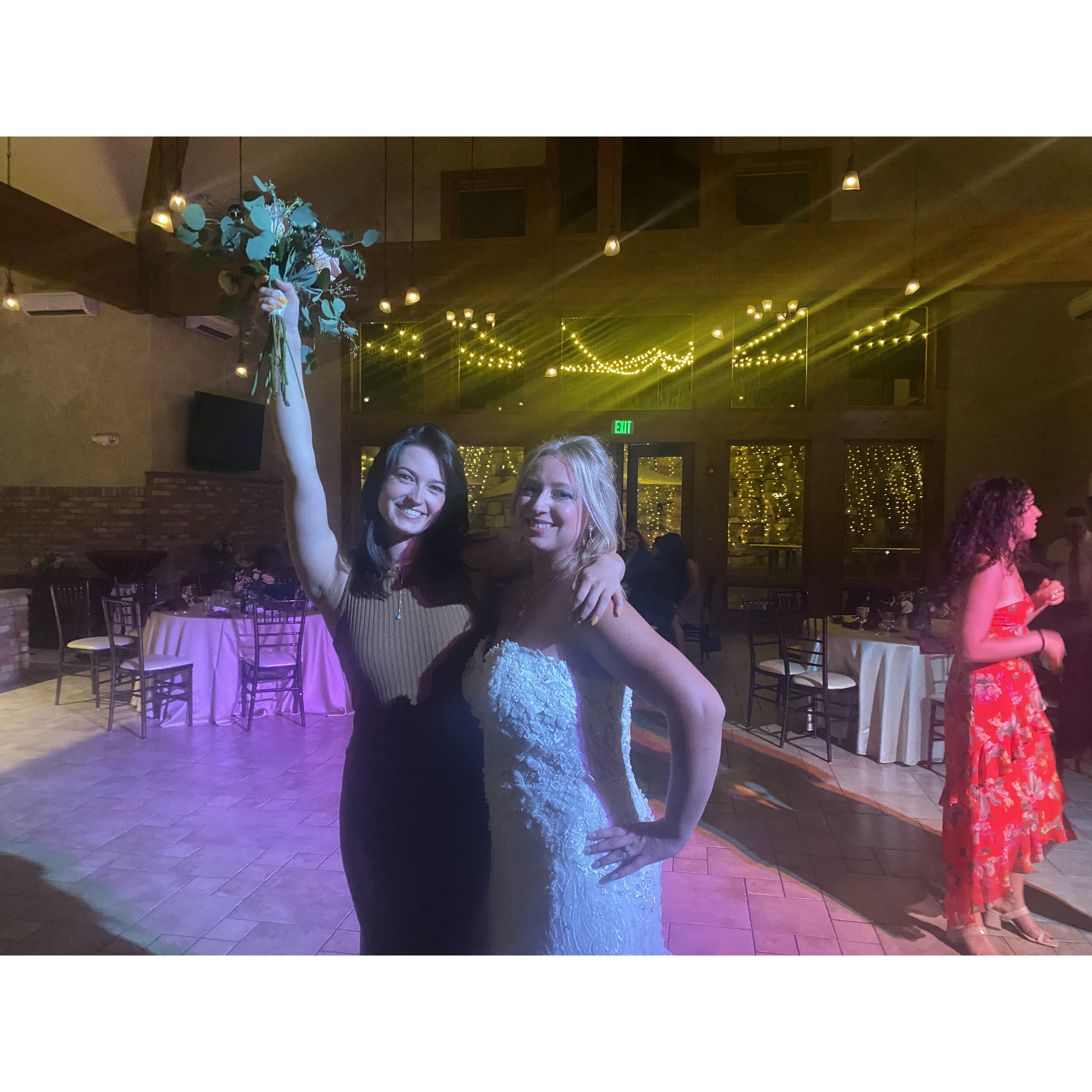Shannon catches the bouquet at Lauren's wedding! Just 9 months later Shannon and Jason are engaged.